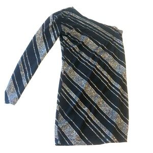 Mini dress black with shiny silver sparkles